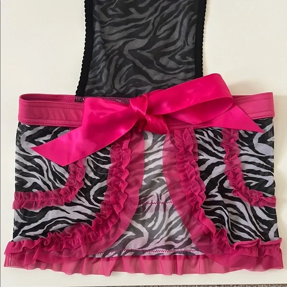 Rampage sexy lingerie sleepwear tie up skirt festival rave halloween zebra - Picture 5 of 7